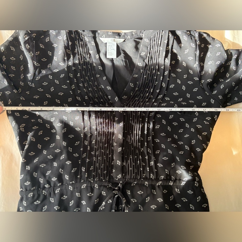 H&M Black & White Fan Print Dress – Size 6 - Picture 10 of 14